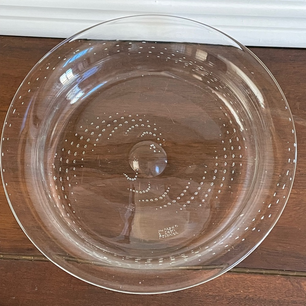 Barovier & Toso 12” Murano Shallow Dish with Bullicante Controlled Bubbles
